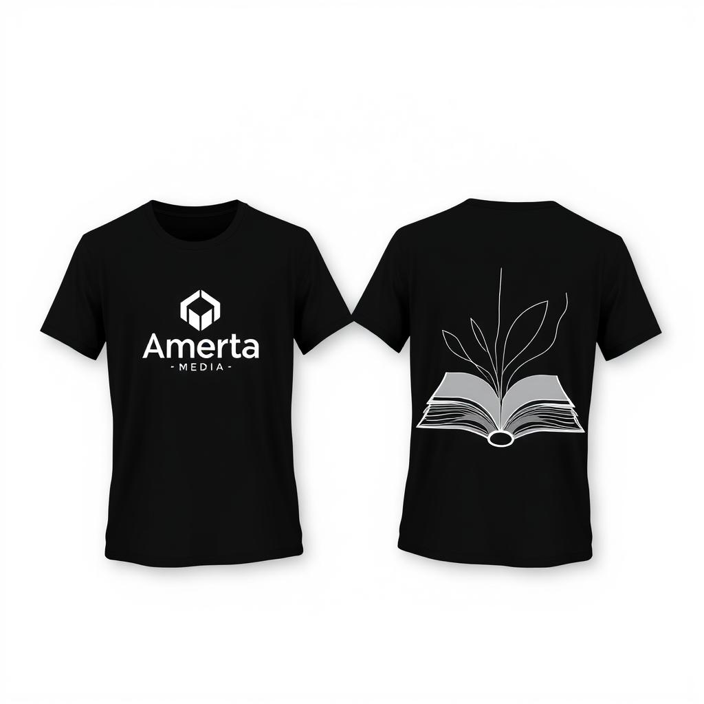 A stylish and modern t-shirt design for Amerta Media, a book publisher