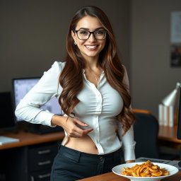 A 27-year-old Russian secretary, characterized by her buxom figure and long brown hair