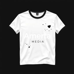 A stylish t-shirt design for Amerta Media featuring a modern and sleek logo