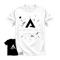 A stylish t-shirt design for Amerta Media featuring a modern and sleek logo
