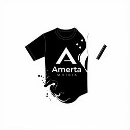 A stylish t-shirt design for Amerta Media featuring a modern and sleek logo