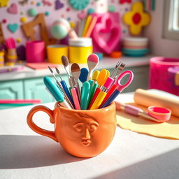 A colorful workspace featuring a vibrant and organized setup for working with fondant and crafting