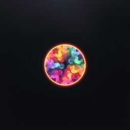 A full black background with a circular image in the center