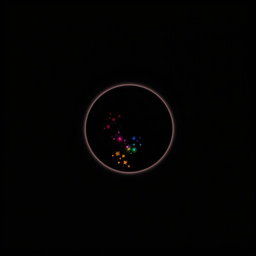 A full black background with a circular image in the center