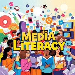 A vibrant and colorful illustration representing the concept of media literacy