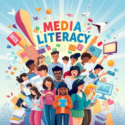 A vibrant and colorful illustration representing the concept of media literacy