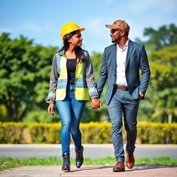 A Sri Lankan couple walking hand in hand on a bench, gazing lovingly at each other