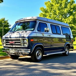 A 1988 GMC Vandura 2500 LX van parked in a picturesque outdoor setting