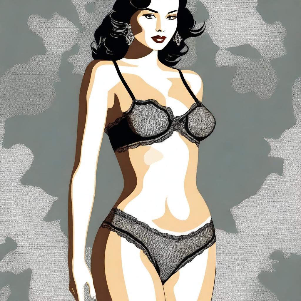 A tasteful digital art representation of a woman in elegant lingerie