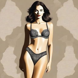 A tasteful digital art representation of a woman in elegant lingerie