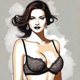 A tasteful digital art representation of a woman in elegant lingerie