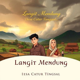 A book cover for 'Langit Mendung Desa Catur Tunggal', showcasing the essence of social conflict and development within a rural village