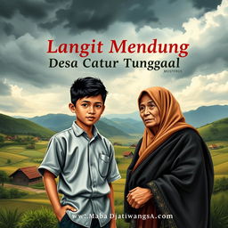 Book cover for 'Langit Mendung Desa Catur Tunggal', vividly illustrating the essence of social conflict and development in a village setting