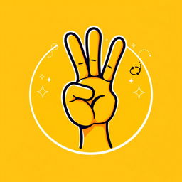 A vibrant and cartoonish logo featuring a stylized hand sign