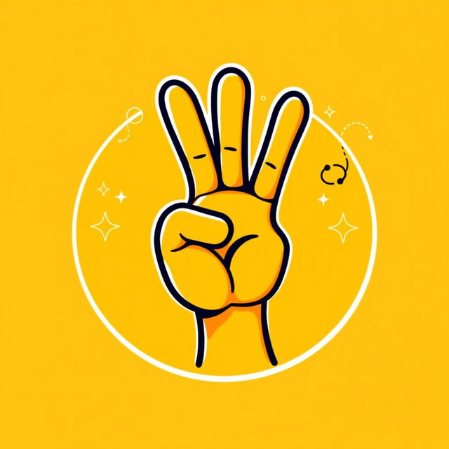 A vibrant and cartoonish logo featuring a stylized hand sign