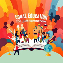A vibrant and thought-provoking poster illustrating the concept of social equity with a focus on access to education