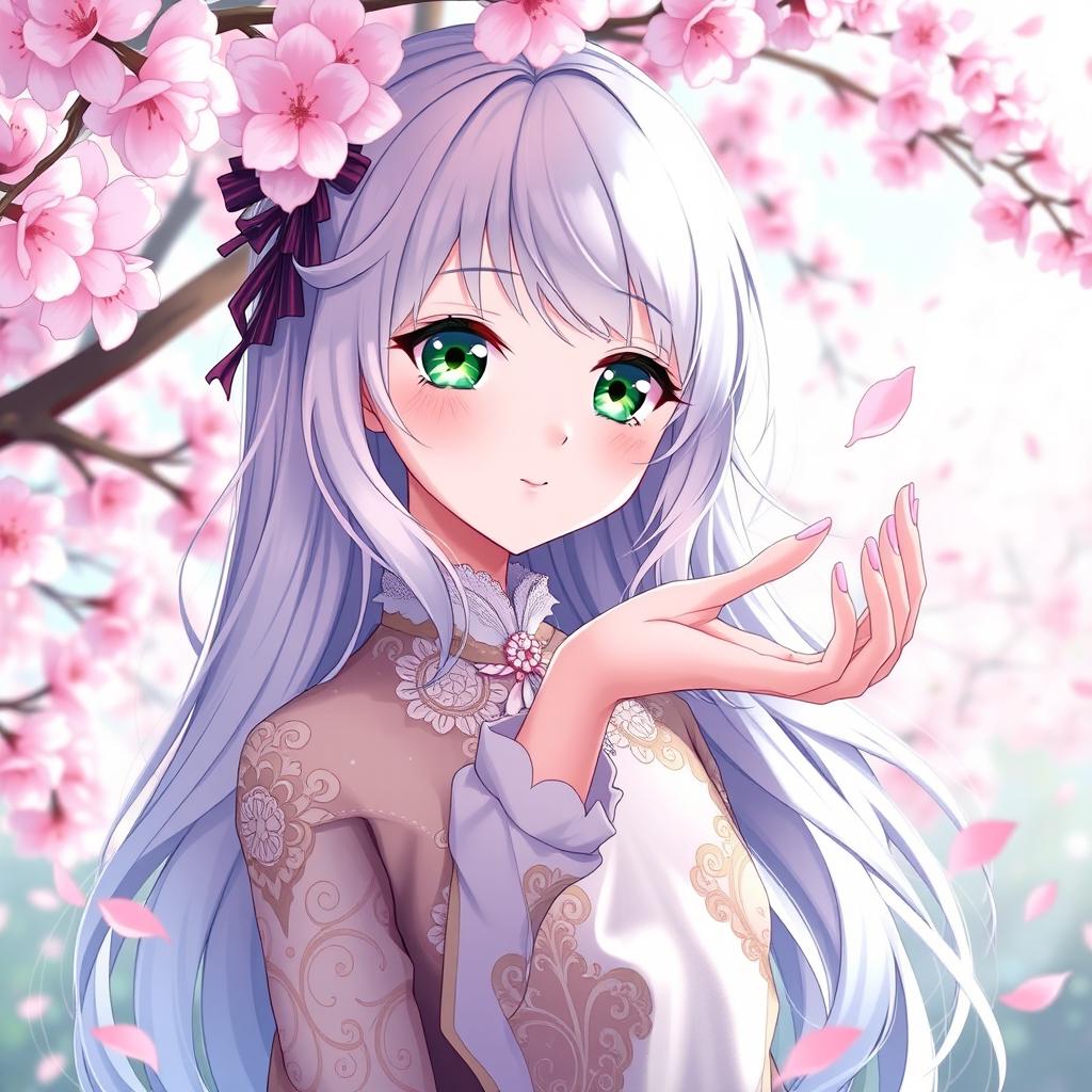 A beautiful anime girl with luminous, pastel-colored hair that cascades down her back, styled in loose waves