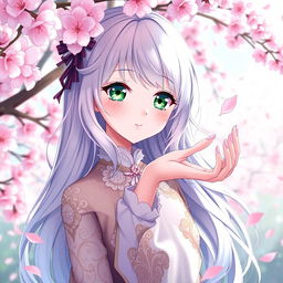 A beautiful anime girl with luminous, pastel-colored hair that cascades down her back, styled in loose waves
