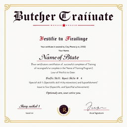 A visually appealing and professional butcher training certificate template