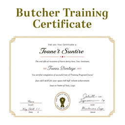 A visually appealing and professional butcher training certificate template