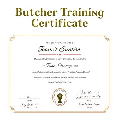 Professional Butcher Training Certificate Template - Customizable & Elegant