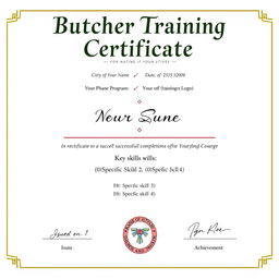 A visually appealing and professional butcher training certificate template