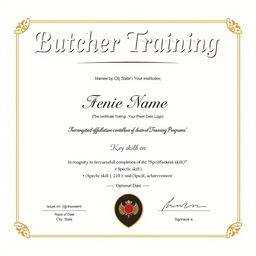 A visually appealing and professional butcher training certificate template