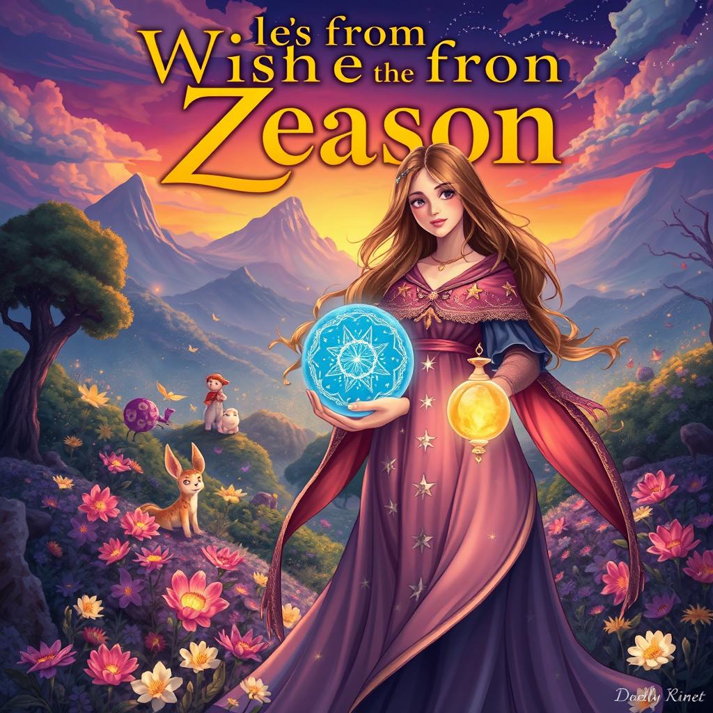 A beautifully illustrated cover for a fantasy-themed book titled 'Wishes from Zeason'