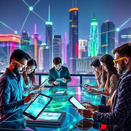 A vibrant and futuristic scene showcasing the essence of innovation in digital technology