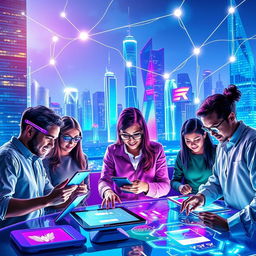A vibrant and futuristic scene showcasing the essence of innovation in digital technology