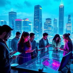 A vibrant and futuristic scene showcasing the essence of innovation in digital technology