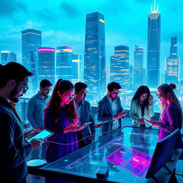 A vibrant and futuristic scene showcasing the essence of innovation in digital technology