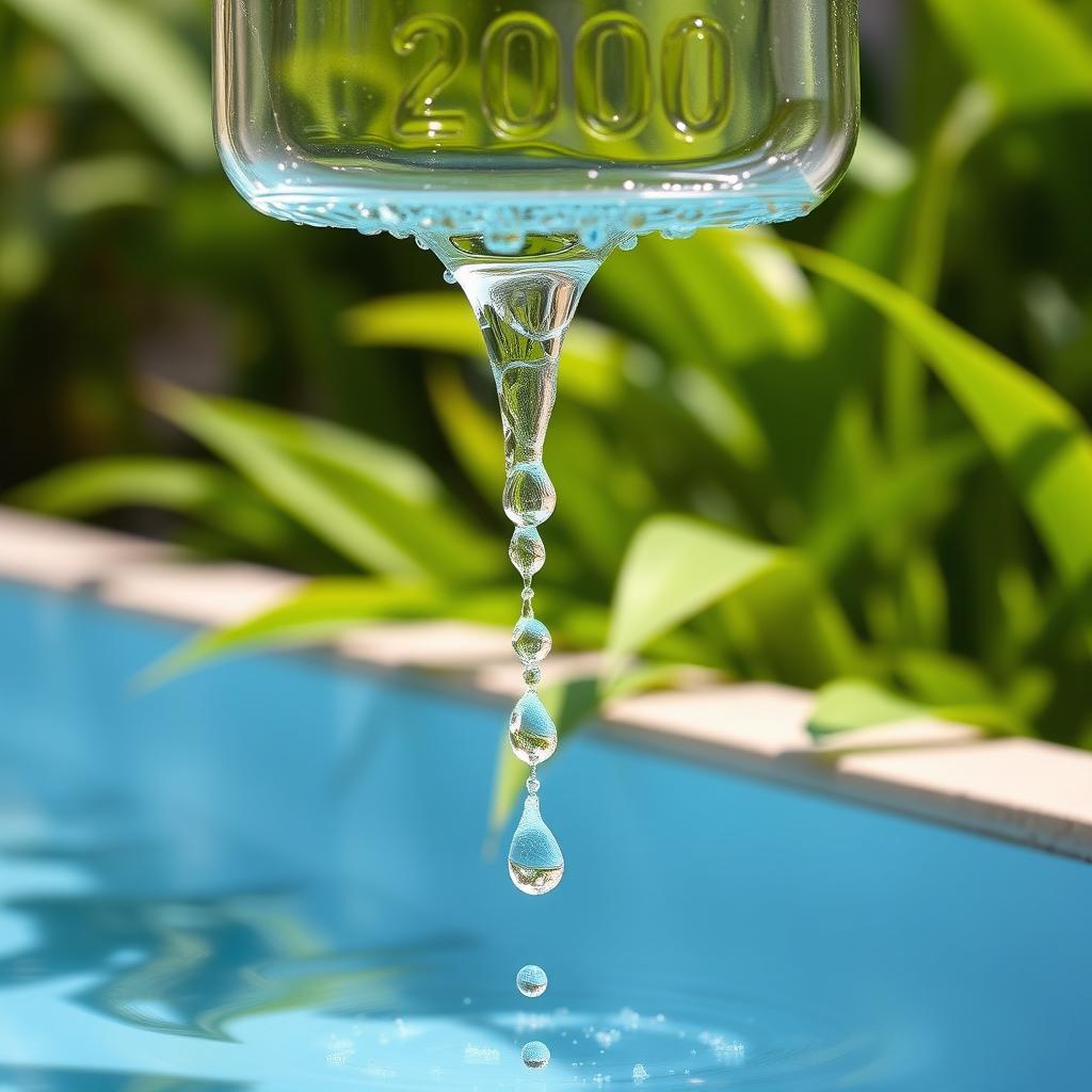 A 20-liter jar slowly dripping with water, creating small splashes as the droplets fall into a pool below