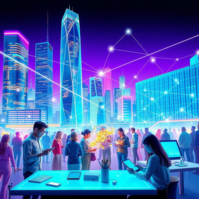 A vibrant and futuristic scene showcasing the essence of innovation in digital technology