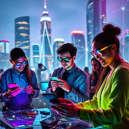 A vibrant and futuristic scene showcasing the essence of innovation in digital technology