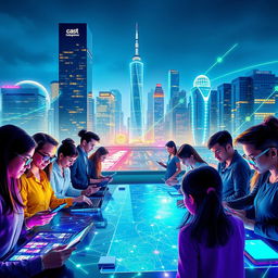 A vibrant and futuristic scene showcasing the essence of innovation in digital technology