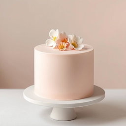 A minimalistic cake designed for a modern celebration, featuring a smooth, matte finish in pastel colors