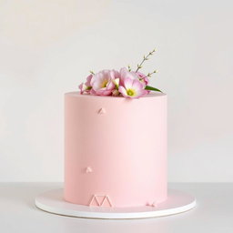 A minimalistic cake designed for a modern celebration, featuring a smooth, matte finish in pastel colors