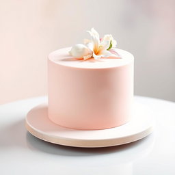 A minimalistic cake designed for a modern celebration, featuring a smooth, matte finish in pastel colors
