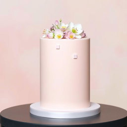 A minimalistic cake designed for a modern celebration, featuring a smooth, matte finish in pastel colors