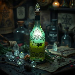 A mysterious and enchanting bottle of vinegar designed for magic and spells