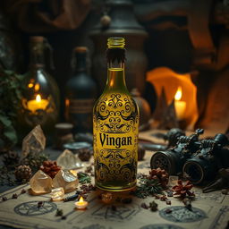 A mysterious and enchanting bottle of vinegar designed for magic and spells