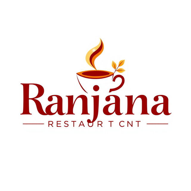 A modern logo design for 'Ranjana Restaurant and Cafe', featuring elegant typography in a sophisticated font