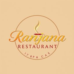 A modern logo design for 'Ranjana Restaurant and Cafe', featuring elegant typography in a sophisticated font