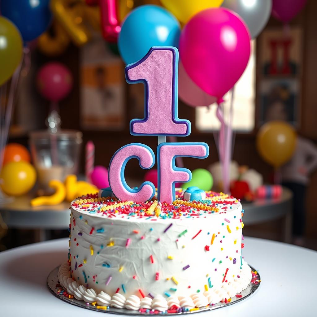 A beautifully designed birthday cake featuring a large number '1' prominently displayed on top