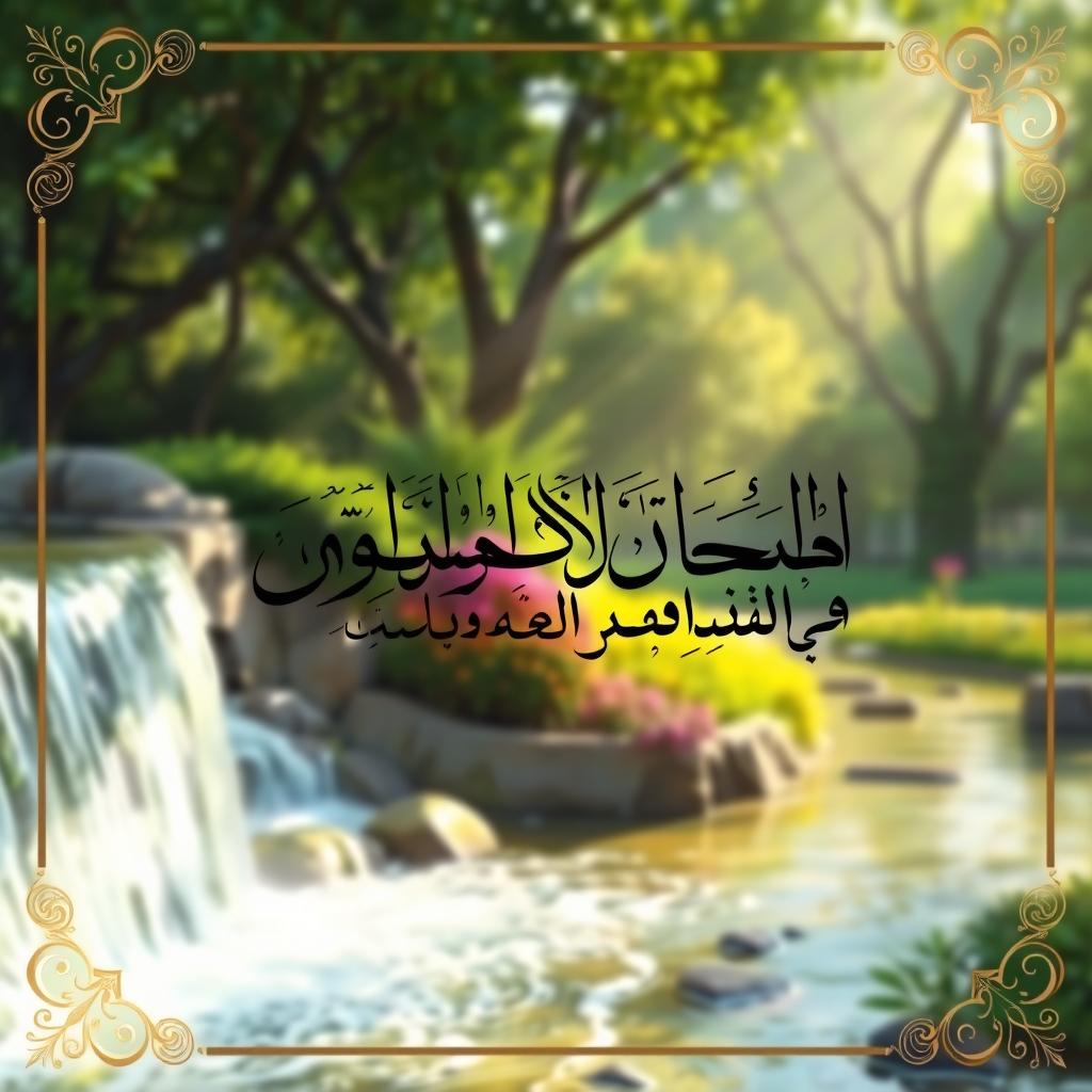 An inspirational and artistic portrayal of the Quranic verse "إن أعطيناك الكوثر فصلي لربك وانحر" depicted in beautiful Arabic calligraphy