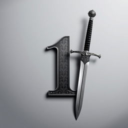 A striking image featuring the number '1' as the central focus, accompanied by an elegant sword positioned artfully beside it