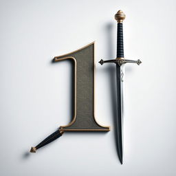 A striking image featuring the number '1' as the central focus, accompanied by an elegant sword positioned artfully beside it