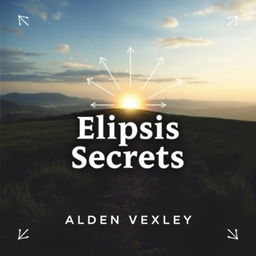 A captivating book cover design titled 'Elipsis Secrets' by Alden Vexley, featuring a realistic serene landscape with a path leading toward a bright horizon, symbolizing transformation