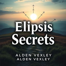 A captivating book cover design titled 'Elipsis Secrets' by Alden Vexley, featuring a realistic serene landscape with a path leading toward a bright horizon, symbolizing transformation